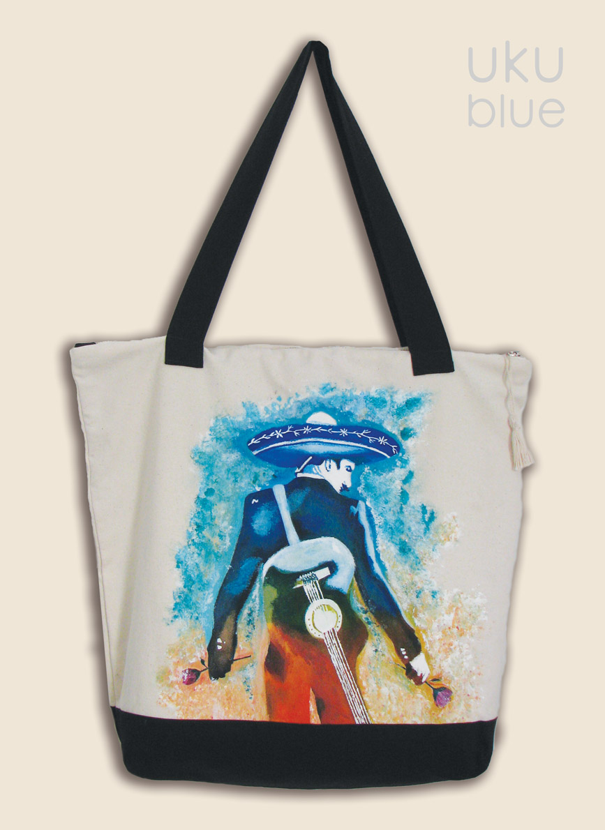 hand painted Mariachi tote bag
